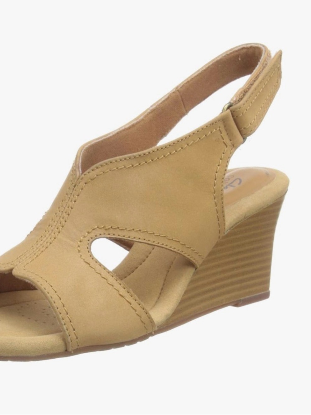 Clarks Tan Cutout Wedge Sandals - 6M - NIB - Picture 9 of 9
